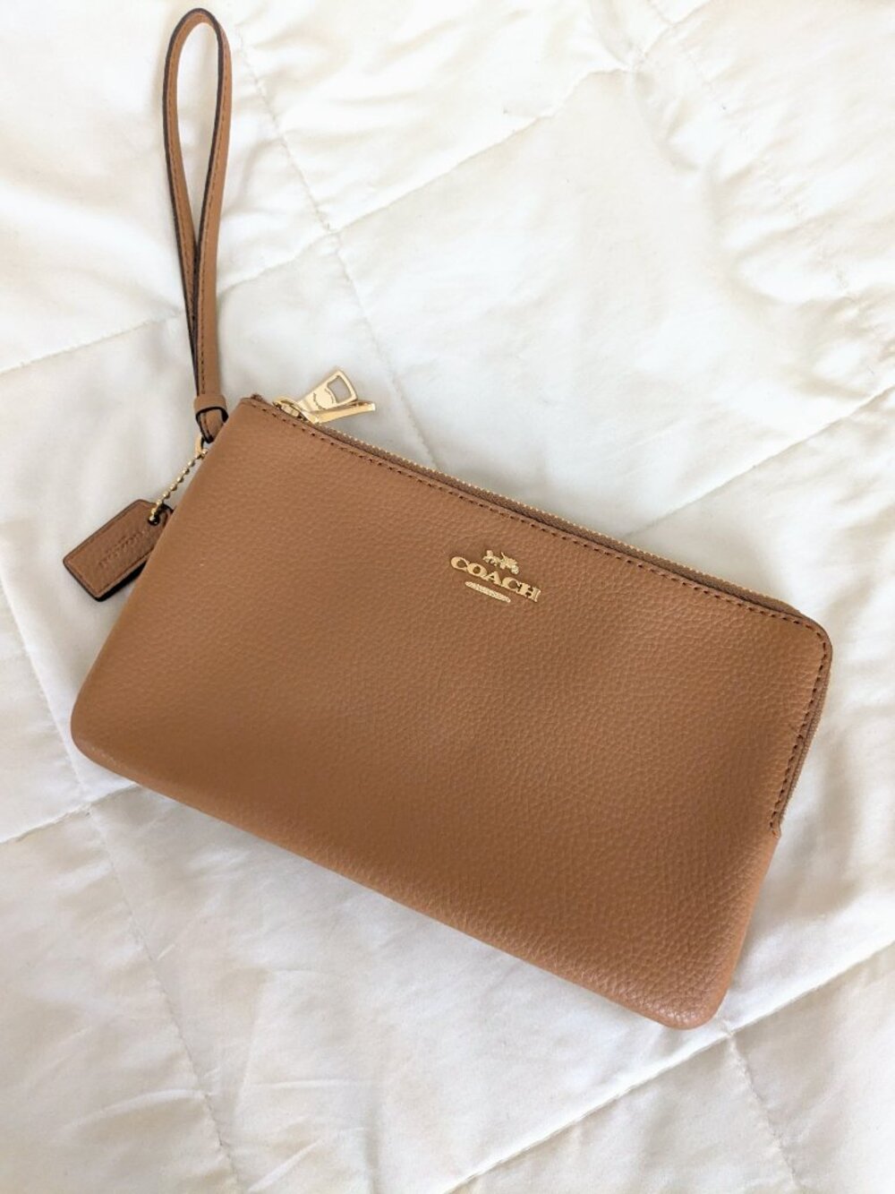 Coach Madison Double Corner Zip Wallet Wristlet Light Saddle Brown Style F87587 - Picture 4 of 9